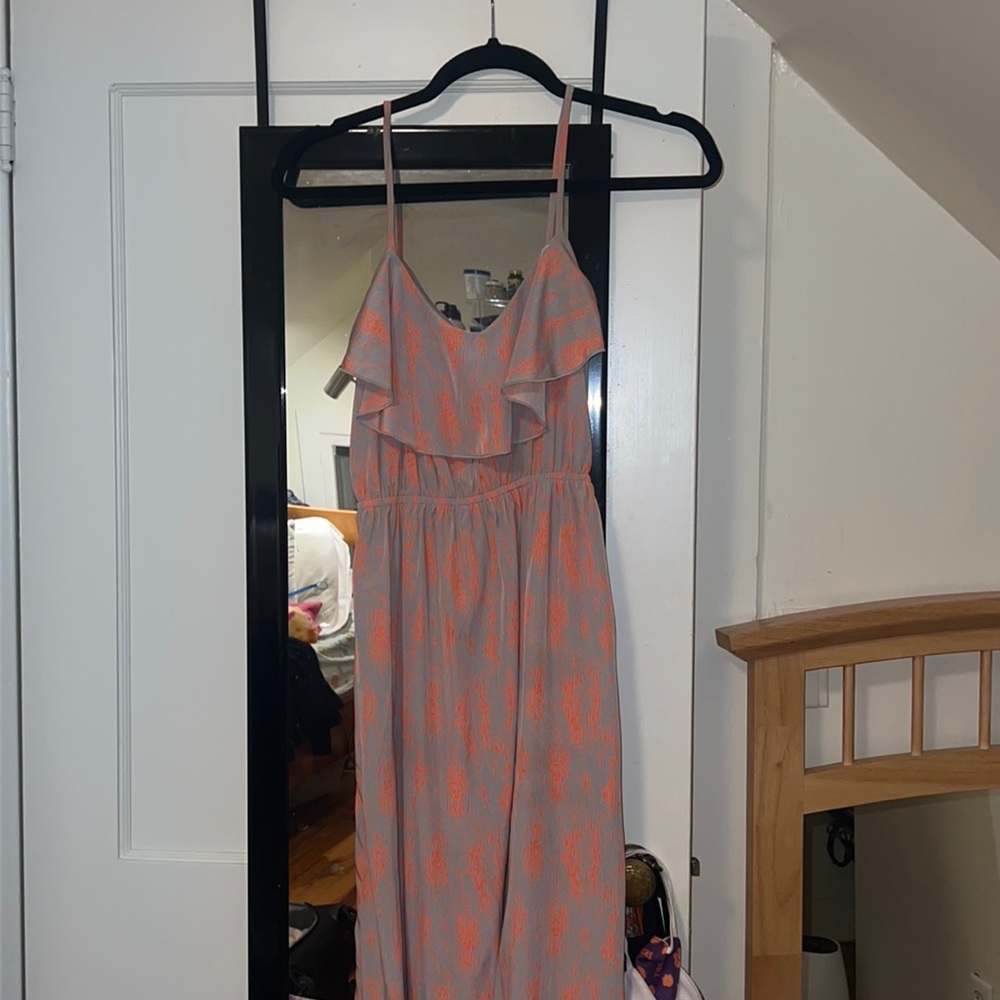 Womens Maxi Orange and Grey Dress
